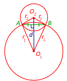 Формула для длины общей хорды двух окружностей