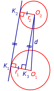 Доказательство формул для длин общих касательных и общей хорды двух окружностей