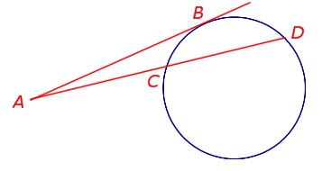 Теорема о касательной и секущей, проведённых к окружности из одной точки