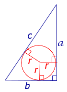 Формулы для радиуса окружности вписанной в прямоугольный треугольник